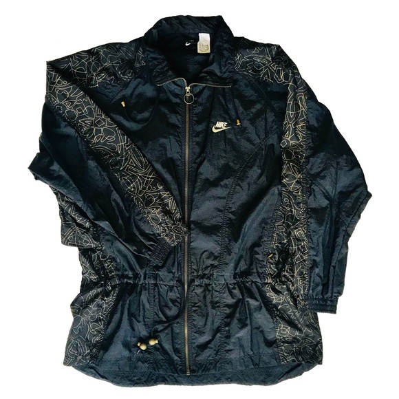 black and gold nike windbreaker